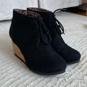 Black Wrapped Wedge Booties